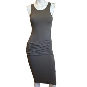 James Perse Gray Marjoram Ruched Belt Bodycon Cotton Stretch Dress sz 0=XXS/XS